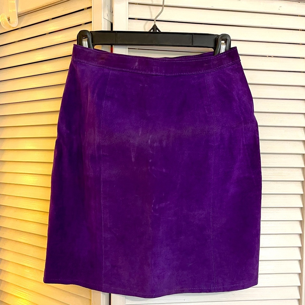 Purple suede (leather) vintage a-line skirt